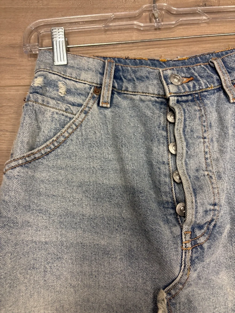 We The Free People Brea distressed denim skirt